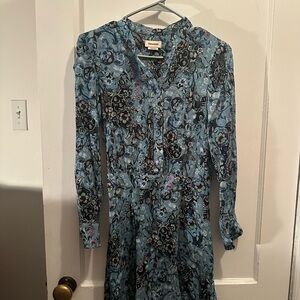Zadig & Voltaire Blue Patterned Long Sleeve Dress